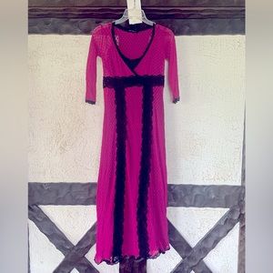 Betsey Johnson size small pink with lace trim gown